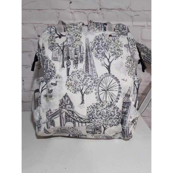 Cath Kidston London Landmark PVC Cotton Backpack Tote Bag Big Ben Print Travel - Picture 7 of 16